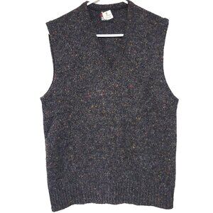 Robert Bruce Sweater Vest XL Mens Grandpa Gray Brown Wool Knit USA 90s Old Money